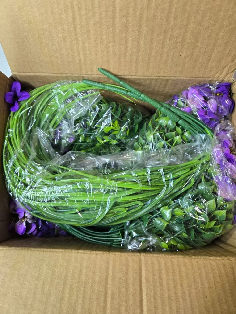 Homsunny Artificial Outdoor Flowers Purple with Wheat Grass  Patio/Porch Decor